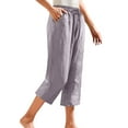thumbnail image 2 of BILIKEYU Women Summer High Waisted Cotton Linen Palazzo Pants, Linen Blend Pants for Women, Elastic Waist Linen Pants for Women, 2 of 5