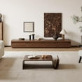 thumbnail image 6 of FHKJ HOME 94.5" Mid-Century Modern Wood TV Stand for 75+ Inch TVs, Floor Media Console with 4 Drawers, Brown, 6 of 6