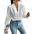 thumbnail image 3 of Womens Tops Trendy 2025 Long Sleeve Shirts Blouses Dressy Casual Spring Summer Business Outfits White XL, 3 of 9