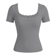 thumbnail image 4 of Tshirts for Women Short Sleeve Crew Neck Lightweight Grey Spring Clothes Women's Clothes, 4 of 4