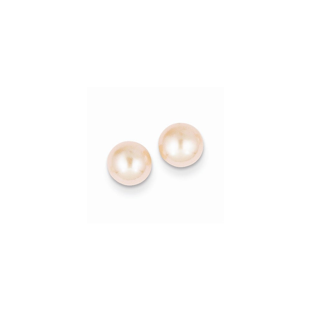 14k 6-7mm White Button Freshwater Cultured Pearl Stud Post Earrings in 14k Yellow Gold