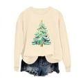 thumbnail image 4 of HOMBOM Hoodless Sweatshirt for Women Khaki Fall Pullover Graphic Crew Neck Christmas Womens Tops Long Sleeve, 4 of 6