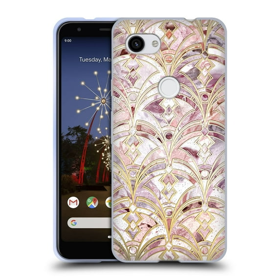 Head Case Designs Officially Licensed Micklyn Le Feuvre Marble Patterns Dusty Rose And Coral Art Deco Marbling Pattern Soft Gel Case Compatible with Google Pixel 3a