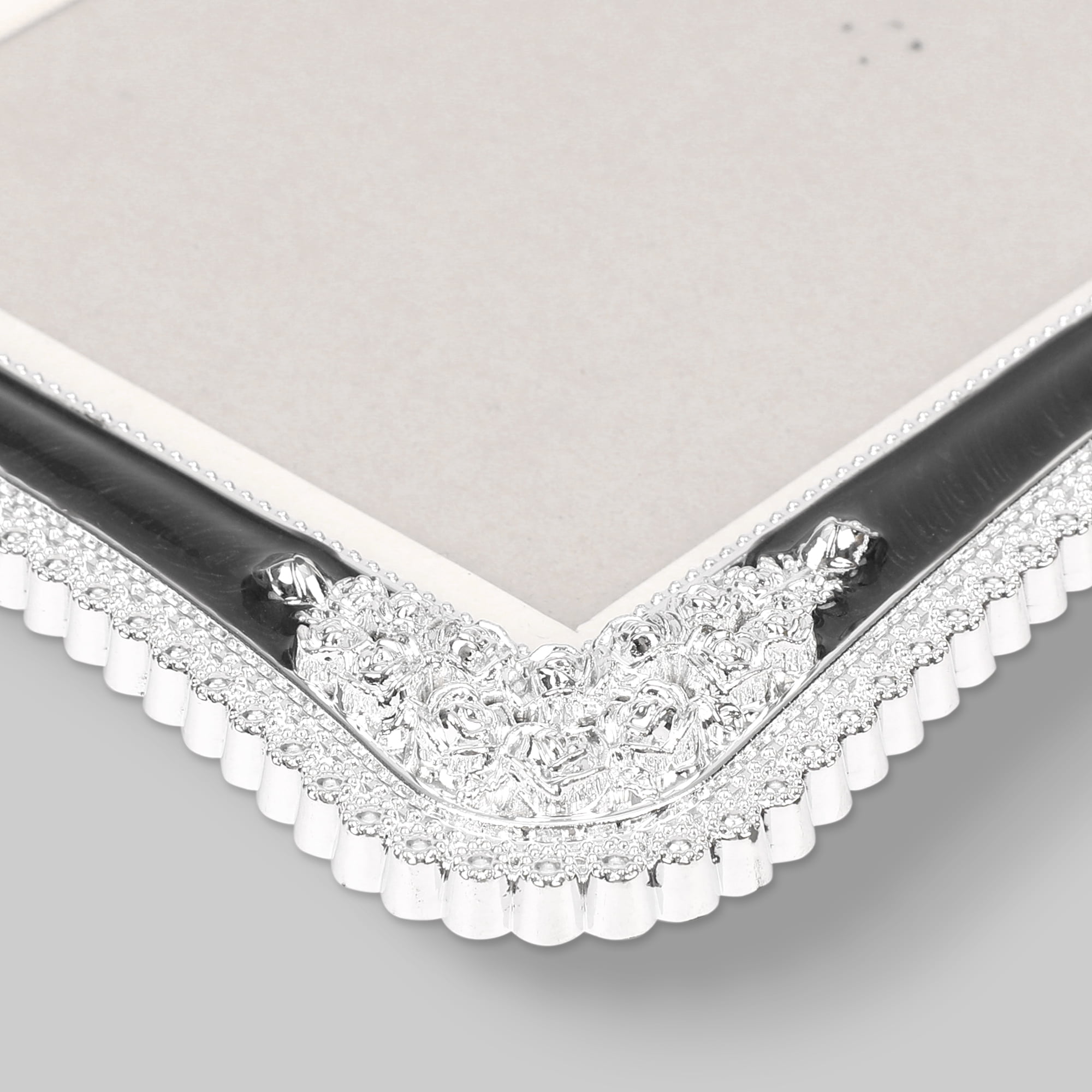 Unique Bargains Plated Picture Frame with Crystal Tabletop Decor Silver and Black 4x6 in