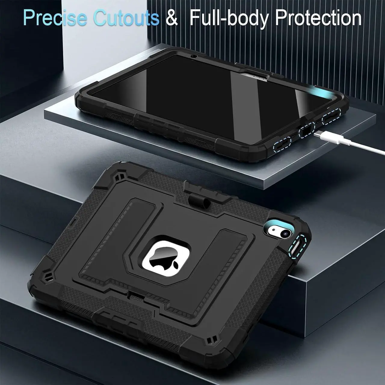 Case for iPad (A16) 11th Generation 11 Inch 2025, iPad 10th Generation 10.9 Inch 2022, Fully-Body Rugged Shockproof Protective Cover with Kickstand Pencil Holder Shoulder Strap