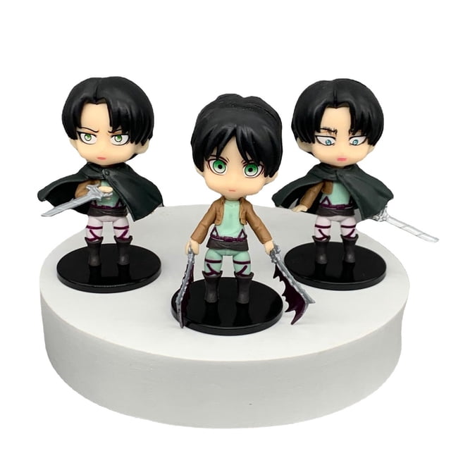 Figura de anime, colección de juguetes Levi, 9 cm, PVC, 3 unidades