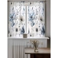 thumbnail image 4 of Blue Grey Spring Floral Curtains 54 Inch Length, Sheer Curtains for Bedroom Living Room Window Summer Flowers Botanical Rod Pocket Voile Drapes Kitchen Curtains Small Half Window 42"x54" 2 Panels, 4 of 6