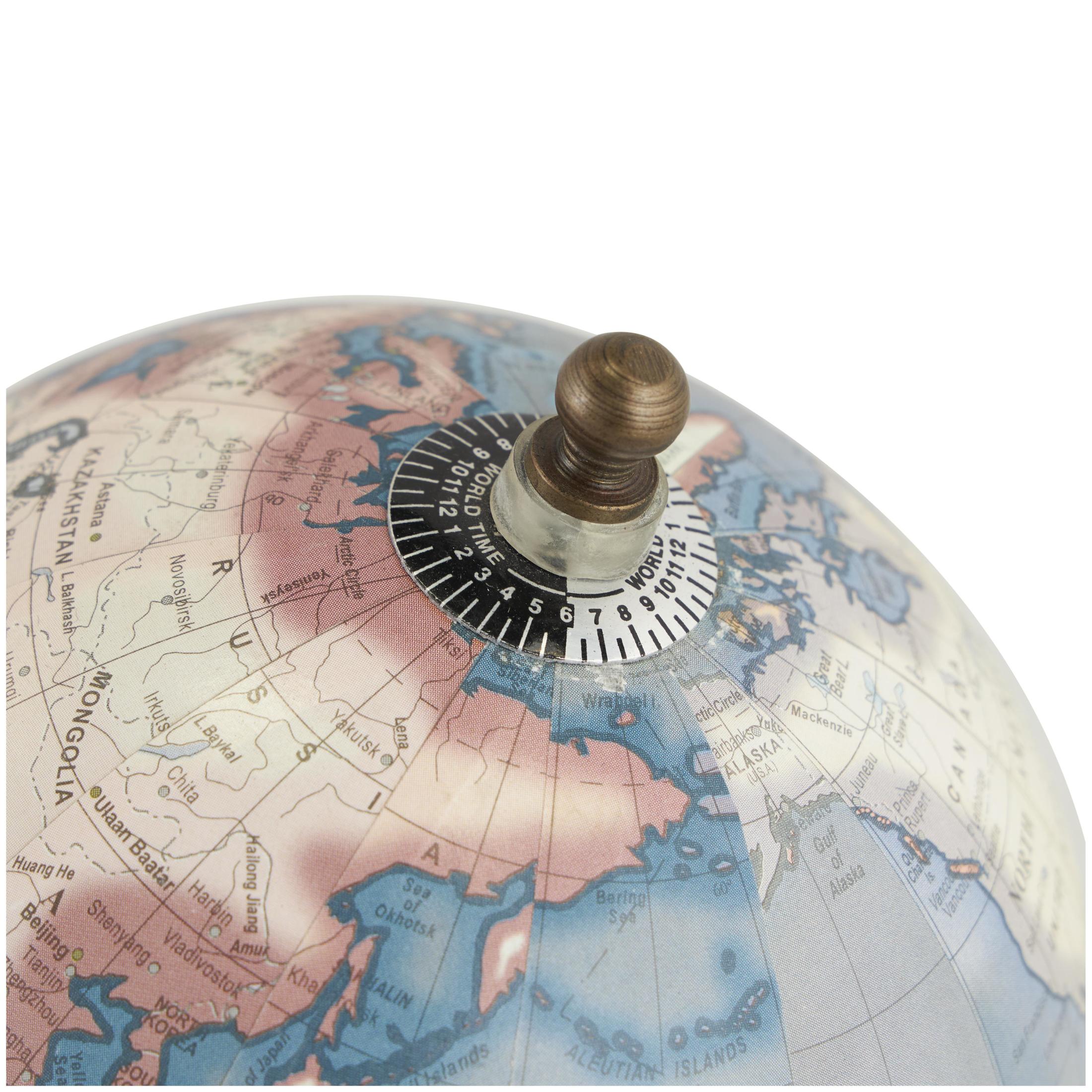 DecMode 5" Brown World Map Globe with Wood Base