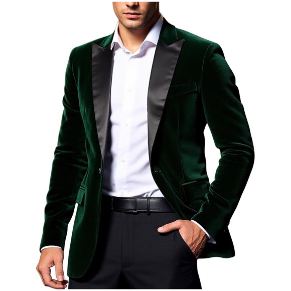 Lcziwo Corduroy Dress Blazer for Men One Button Slim Fit Suit Jackets Retro Lapel Plain Casual Sport Coats with Pockets 2025 Army Green,XL