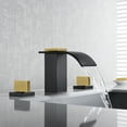 thumbnail image 5 of SUMERAIN Widespread Bathroom Faucet 8" 3 Hole Waterfall Basin Faucet, Black and Gold Finish, 5 of 8