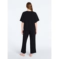 thumbnail image 3 of Joyspun Women's French Terry Lounge Sleep Short Sleeve Top and Capri Pants Set, 2-Piece, Sizes XS-3X, 3 of 5