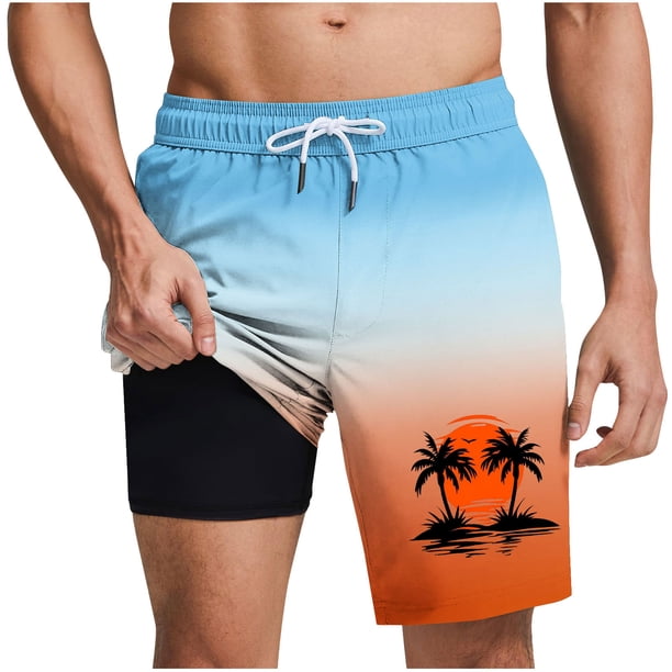 Pantalones Cortos Casuales para Hombre Imprimir con Bolsillos Pantalones de Playa de Cintura Elástica, Pantalones Cortos de Cintura Elástica para Hombre