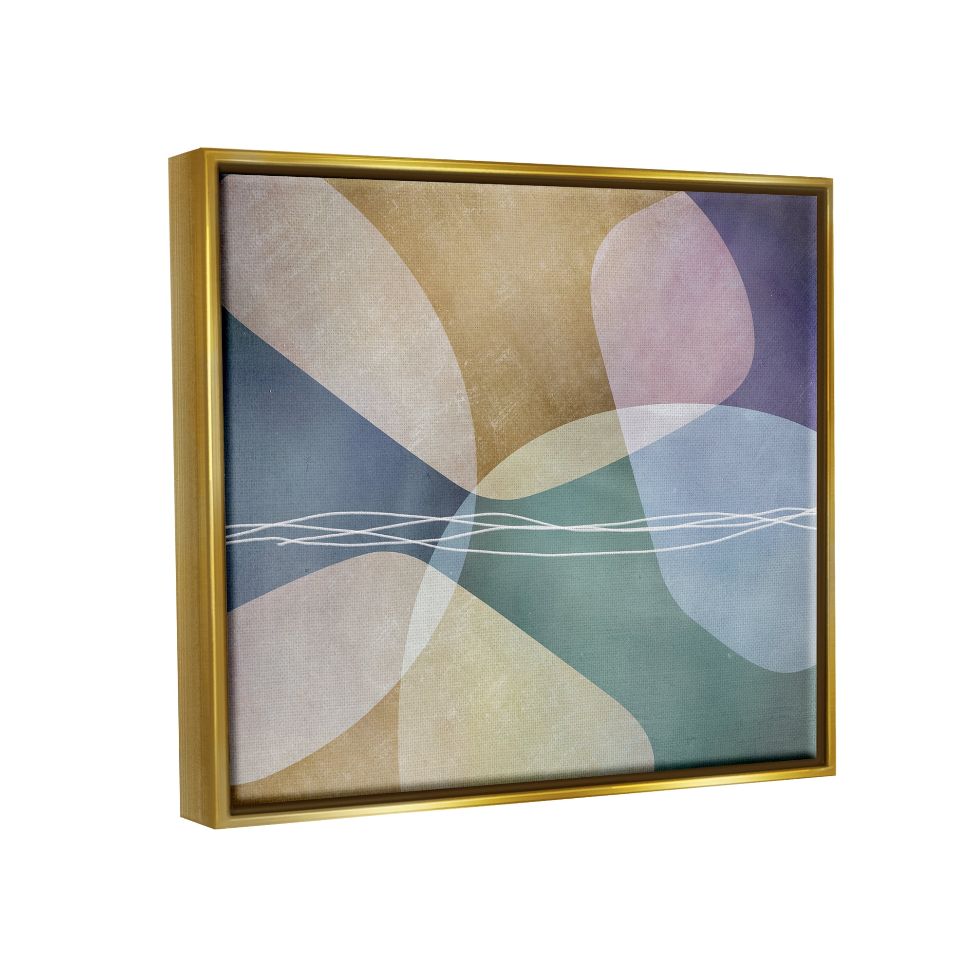 Stupell Industries Contemporary Layered Shapes Abstract Painting Gold Floater Framed Art Print Wall Art, 21 x 17