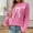 Pink, variant on EchfiProm Women Sweater Pullover Beige Solf Relaxed Fit Knit Crew Neck Solid Bow Long Sleeve Sweater Top M