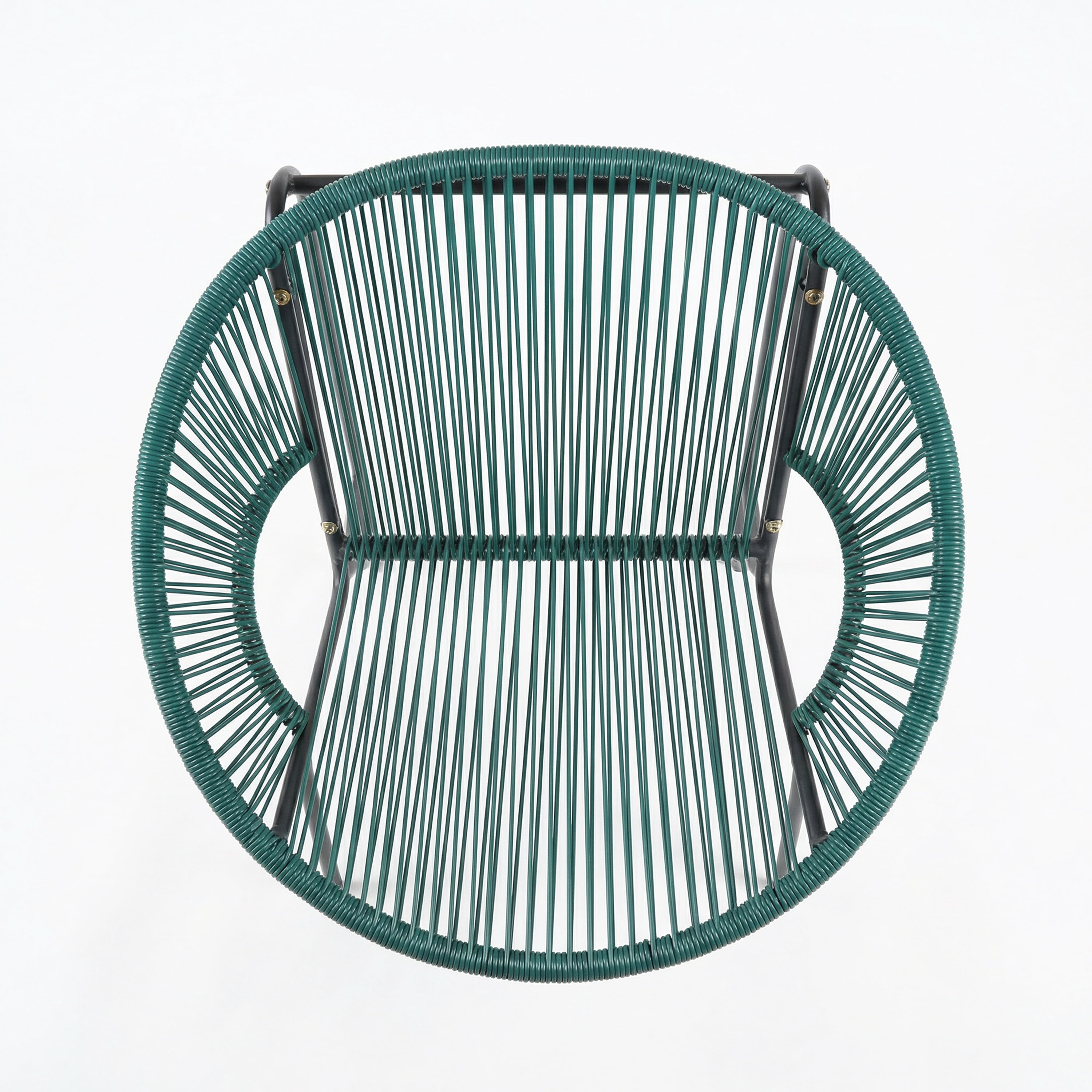 Modern Outdoor Woven Basket Club Chairs with PP Rattan and Iron Frame, Teal, Set of 2