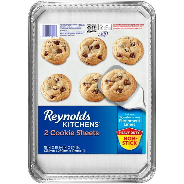 Reynolds Bakeware Cookie Baking Aluminum Pans with Parchment Lining