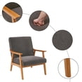 thumbnail image 3 of UBesGoo Mid Century Retro Accent Chair, Wood Frame Arm Chair, Teddy Velvet Fabric Modern Lounge Chair for Living Room Bedroom Balcony Dark Gray, 3 of 8