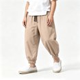 thumbnail image 2 of Boys Harem Jogger Pants Lightweight Loose Fit Sweatpants Elastic Cuff Breathable Summer Bottoms 2-14 Years, 2 of 5