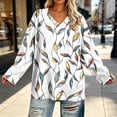 thumbnail image 3 of Womens V Neck Long Sleeve Tops Plus Size Printed Casual Blouses Soft Comfortable Shirts Summer Fall Tops Loose Fit Pullover Tops Daily Wear Outfits Tops, 3 of 6
