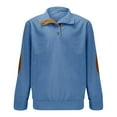 thumbnail image 2 of Mens Corduroy Sweatshirt Quarter Button Vintage Stand Collar Pullover Shirt Loose Fitting Hoodless Long Sleeve Tops Sky Blue S, 2 of 4