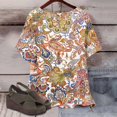 thumbnail image 5 of QTOCIO Hauts Décontractés pour Femmes, Hauts d'Été pour Femmes, Blouse à Manches Courtes Imprimée Mode pour Femmes, T-Shirt Col Rond, 5 of 5