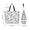 thumbnail image 5 of Bingfone Canvas Tote Bag for Women with Inner Pocket Aesthetic Cute Shopping Tote Bags Reusable Grocery Bags- Summer Stamp, 5 of 8