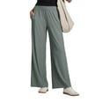 thumbnail image 3 of Women'S High Waist Comfortable Casual Sports Jogging Wide Leg Loose Pocket Pants Peacock Green L, 3 of 6