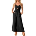 thumbnail image 2 of INSPIRE CHIC Women's Casual Sleeveless Cut Out Smocked Loose Wide Leg Romper Summer Jumpsuits, 2 of 5