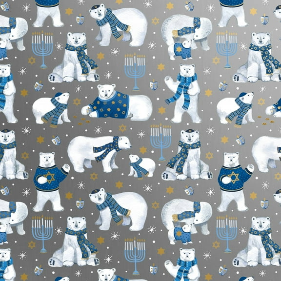 Jillson & Roberts Hanukkah Gift Wrap, Bears (6 Jumbo Rolls 10 feet x 30 inches)