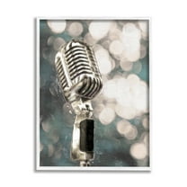 Stupell Industries Singing Microphone Musical Karaoke Mic Bokeh Photography,16 x 20, Design by Cloverfield & Co.