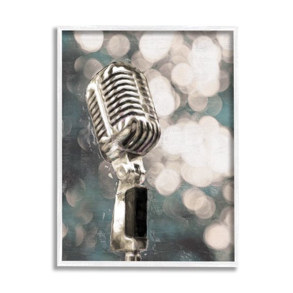 Stupell Industries Singing Microphone Musical Karaoke Mic Bokeh Photography,16 x 20, Design by Cloverfield & Co.