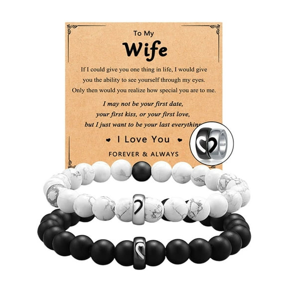 Juego de Pulseras de Abalorios Blancos y con Estilo para Hombres y Mujeres