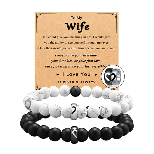 Juego de Pulseras de Abalorios Blancos y con Estilo para Hombres y Mujeres