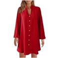 thumbnail image 2 of Lmnyox Shirt Mini Dress for Women Long Sleeve Button Down Short Dress Lightweight Loose Casual Dress, 2 of 7
