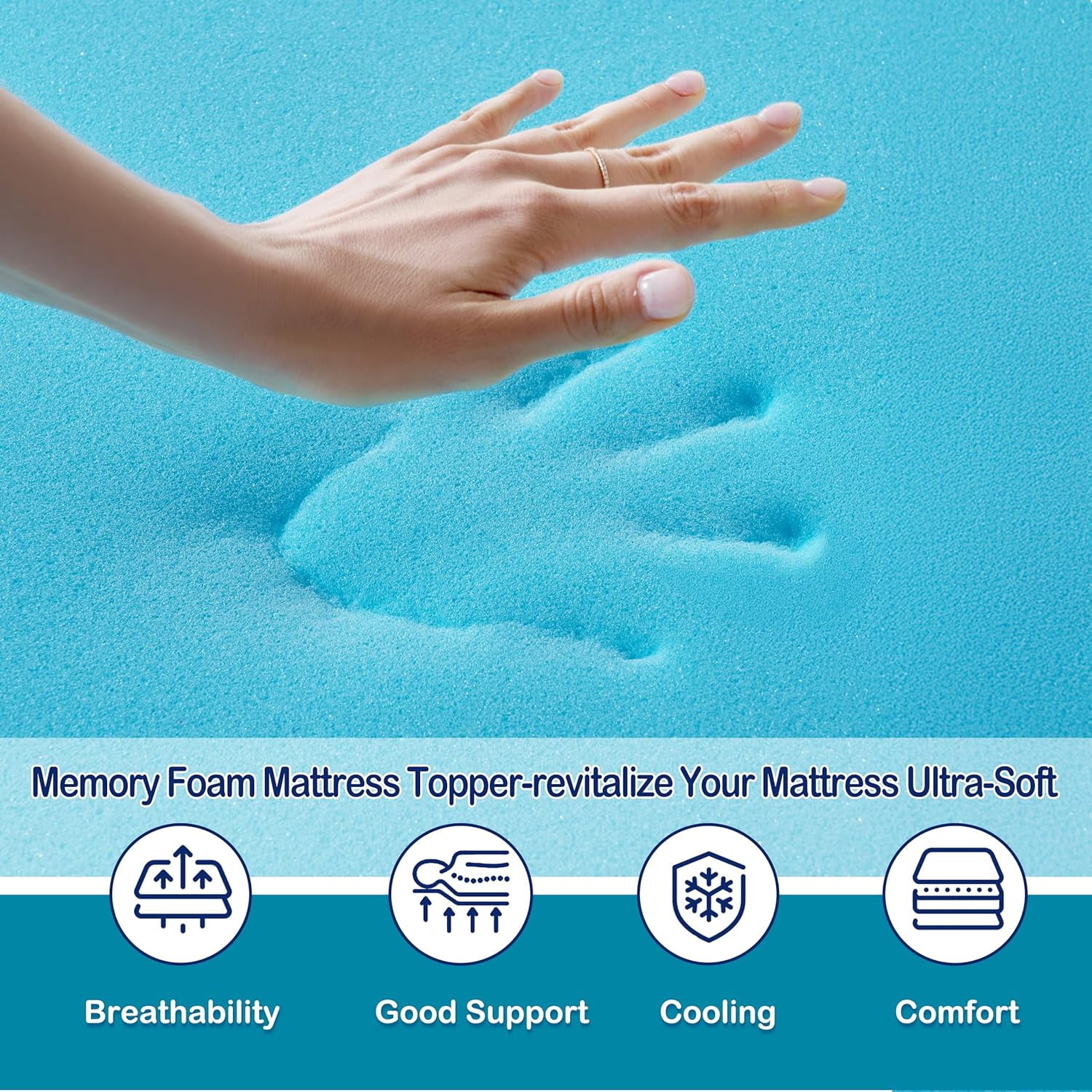 Twin Size 4 Inch Dual Layer Memory Foam Mattress Topper, 2 Inch Cooling Gel Foam + 2 Inch Pillow Top Cover, Medium Support Bed Pad for Back Pain Relief