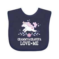 Inktastic Grammy and Grandpa Love Me Grandchild Unicorn Girls Baby Bib