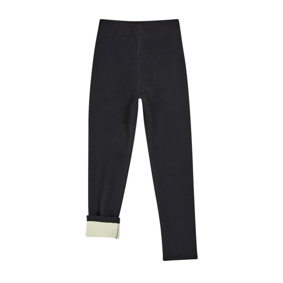 Winter Kids Fleece Lined Warm Leggings Boys Girls Thick Thermal Pants Unisex Solid Color Bottoms