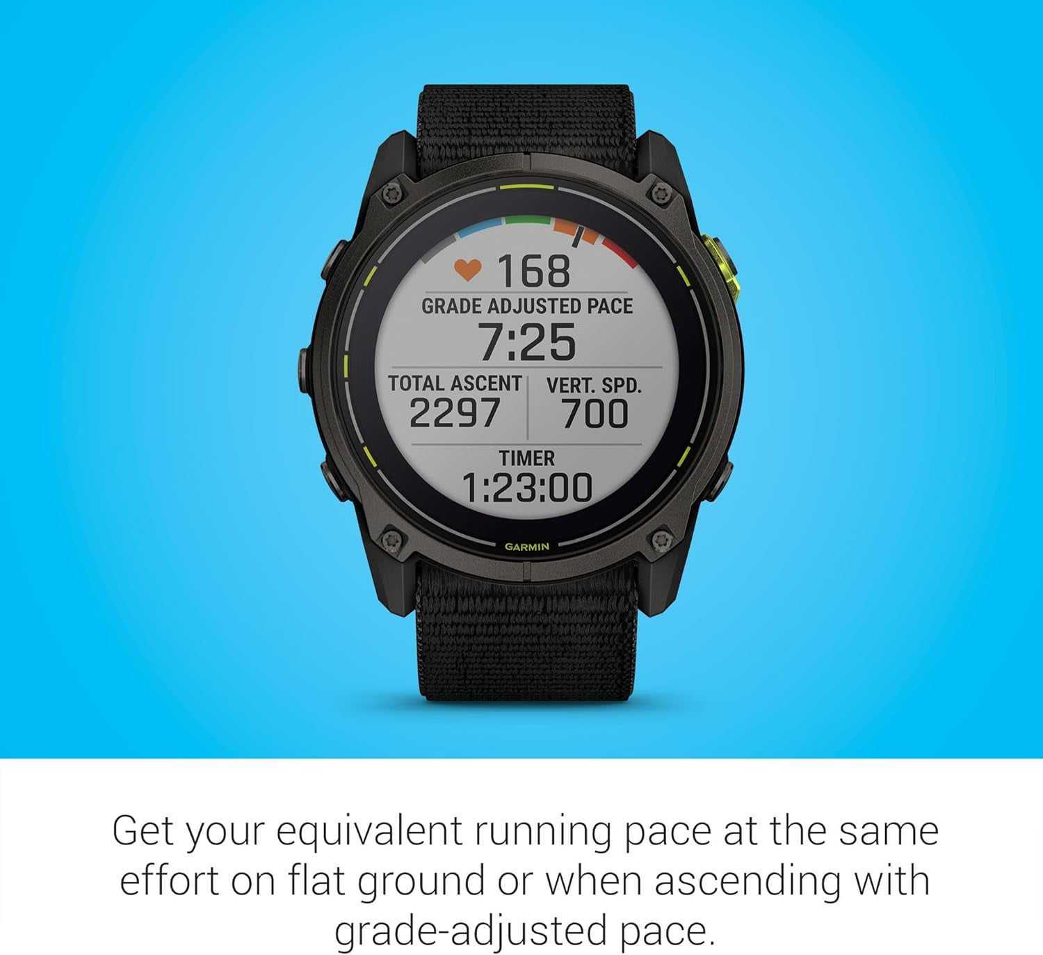 Restored Garmin Enduro 3 GPS Smartwatch 51mm Solar Sapphire, Ultra Battery Life, Mapping, Built-in LED Flashlight, Carbon Gray DLC Titanium, Black UltraFit Nylon Strap (Refurbished)
