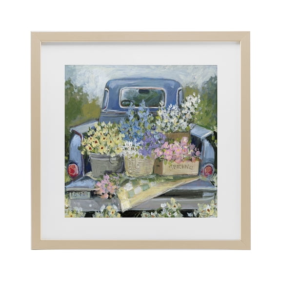 Stupell Industries Truck Bed with Flowers Birch Framed Print Under Glass, design by Susan Winget