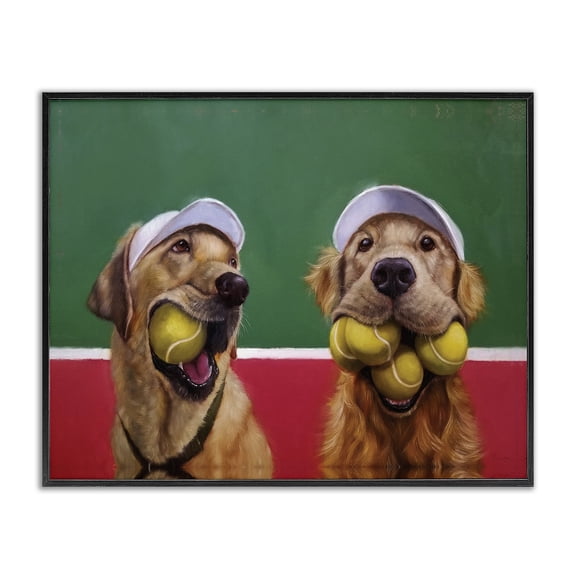 Stupell Industries Contemporary Mouth Full Tennis Ball Retriever Dogs Black Framed Giclee Art, 20 x 16, by Lucia Heffernan