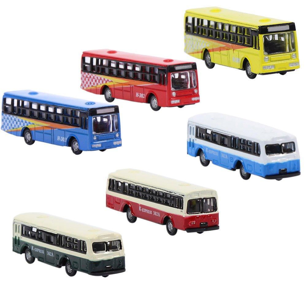 6 x Diecast Model Bus Streetscape Layout Railway Scenery DIY Accs N Scale