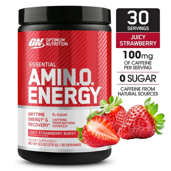 Optimum Nutrition, Essential Amino Energy Powder, Juicy Strawberry Burst, 9.5 oz, 30 Servings