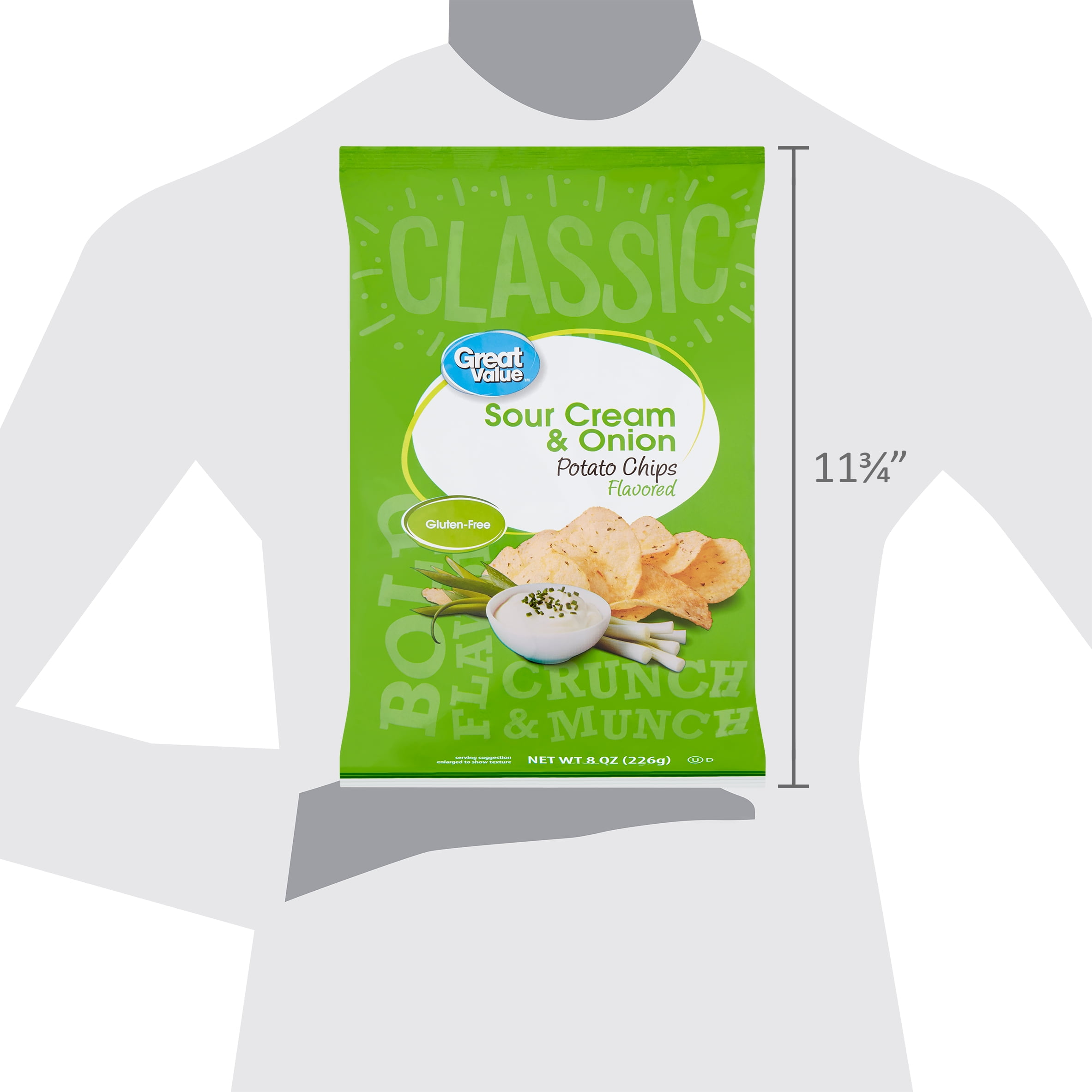 Great Value Sour Cream & Onion Flavored Potato Chips, 8 oz