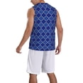 thumbnail image 5 of Easygdp Blue Gold Grid Lantern Shapes Men's Mesh Basketball Jersey Quick Drying Sleeveless Shirts Fitted Muscle Tank Tops Sport Round Neck T-Shirt - Medium, 5 of 9