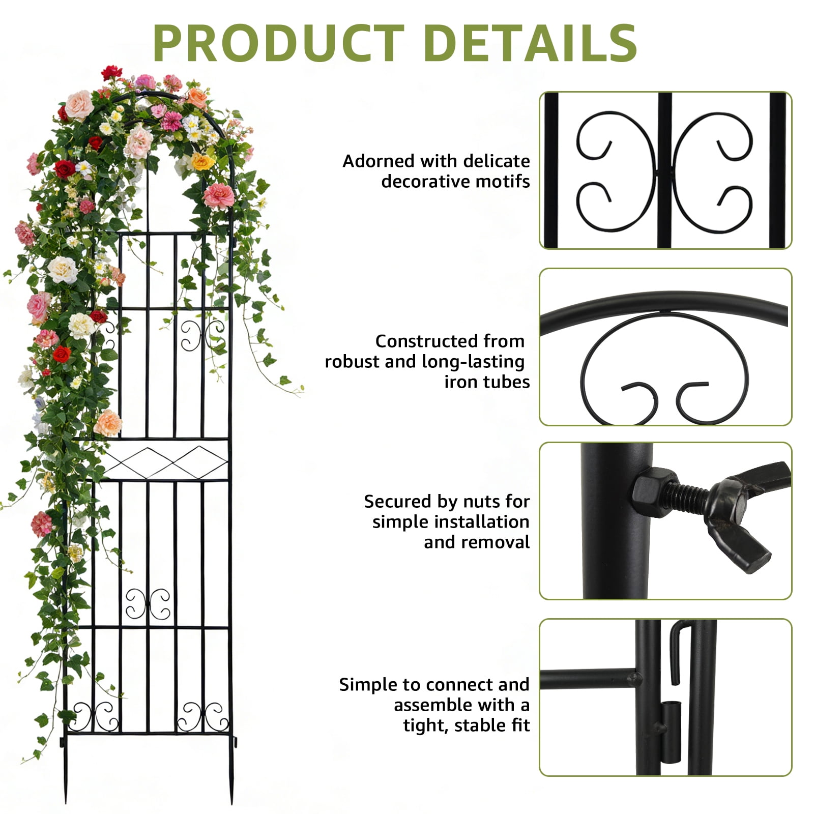 XYJBHB Heavy Duty 87" Metal Plant Trellis 2-Pack, Rustproof Cucumber & Tomato Support for Garden Vegetables
