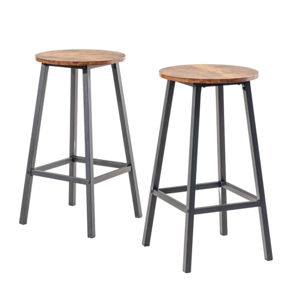 Homylin Pack de 2 Taburetes de Bar, Retro Industrial Redondo 40*40cm,Base Acero para Cocina Bares Cafeterías Apartamentos Pequeños, Vintage