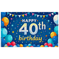 thumbnail image 2 of Blue Background Birthday Banner with Balloons Stars 40th Happy Birthday Backdrop Party Supplies Photography Props Decors for Photo Booth Celebrations Event Decorations, 2 of 7