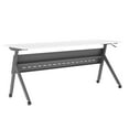 thumbnail image 2 of Emma + Oliver Heavy-Duty Flip Top Training Table with Nesting Design, Privacy Panel, Y-Legs, 1" White Tabletop, Gray Metal Frame - 72" x 24", 2 of 15