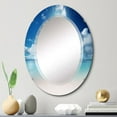 thumbnail image 2 of DesignQ Nautical & Beach wall mirror, Oval Nautical & Coastal mirror, Round Blue bathroom mirror, Coastal Beach vanity mirror Caribbean Sea with Sandy Shore II printed mirror decor, oval mirror 20x30, 2 of 6
