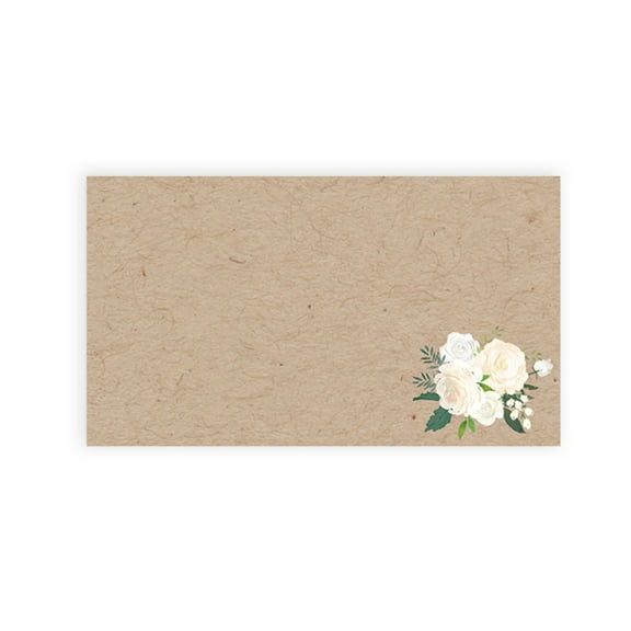 Koyal Wholesale Rustic Kraft Brown with Florals Place Cards for Wedding Party Tables, Seating Name Place Cards, 60 Pack